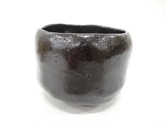  楽焼　佐々木昭楽造　黒楽　茶碗(前大徳寺：大橋香林書付)(銘：洗心)